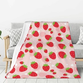 Jbofyee Red Strawberry Throw Blankets All Season Ultra Soft Warm Fleece Blanket for Home Bed Sofa Couch Chair Outdoor Travel Camping 40x30 Inch
