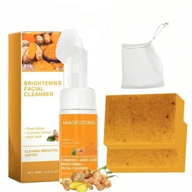Turmeric Wash and Care two PieceSetTurmericCleansing Mousse, Turmeric SoapFacialCleansing Skincare FacialCleansing CleanserFacial Wash Comfort:_3*soap+cleansing mousse