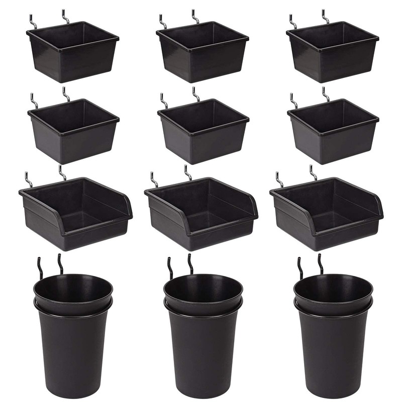 Pegboard Bins Cups with Hooks & Loops 12 Pack Peg