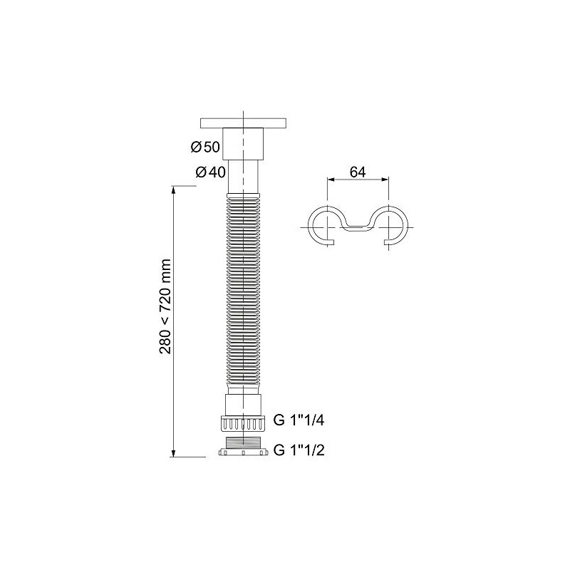 Wirquin 30722044 - Sifone per lavello allungabile diametro: 40-50 mm,