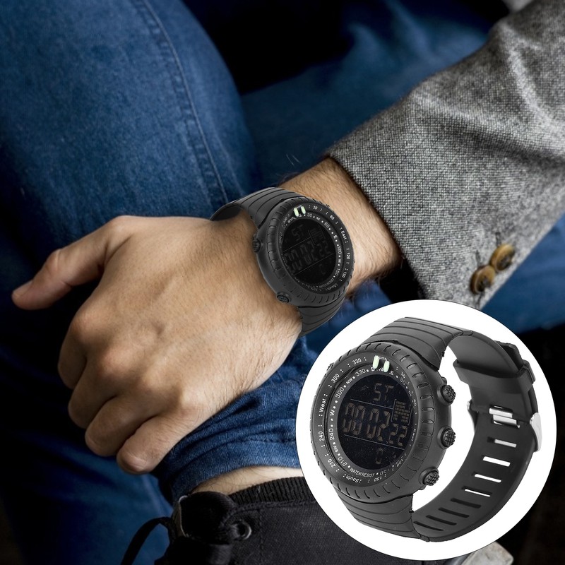 Digital Sports Watch Night Light Waterproof Multiple Functions Electronic Watch