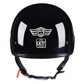 AHR Run-C Half Face Helmet DOT Approved Bike Cruiser Chopper High Gloss Black L