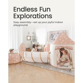 Tiny Land Play Tunnel and Ball Pit for Toddlers, 5pcs Indoor Playground - Foldable Pop Up Tents with Carry Bag, Outdoor Playhouse with Crawling Toys & Play Tent, Gift for Boys and Girls