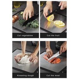 Roaming Cooking Stainless Steel Cutting Board for Kitchen, Double Sided for Chopping Meat/Vegetables, Stainless Steel/Wheat Straw PP, Kitchen Gifts Easy to Clean Large 15 x 10