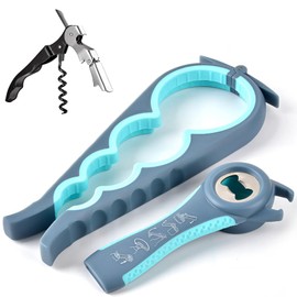 Multi-Function Jar, Bottle & Wine Opener Set – 4-in-1 Jar Opener, 5-in-1 Bottle Opener & 3-in-1 Wine Opener for Weak Hands & Seniors with Arthritis