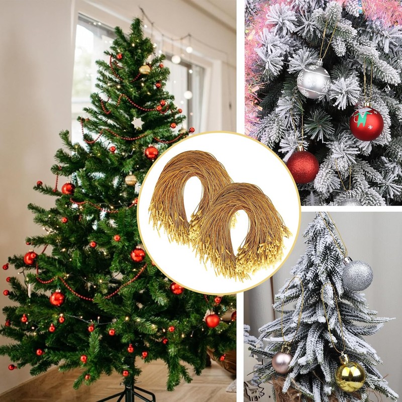 LIODUX 200Pcs Christmas Ornaments String Hanger, Ornament Hangers with Snap