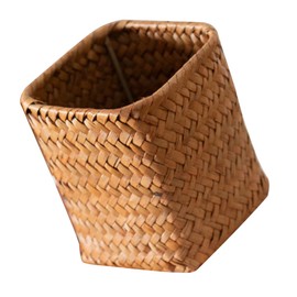 SHINEOFI Straw Pen Holder Desktop Remote Control Stationery Storage Cutlery Box Makeup Brush Storage Bucket Decorative Arrangement Basket (orange) 1pcs Kitchen Drawer Organiser Board