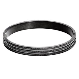 West Coast Jewelry | ELYA Women's Black Plated Sandblasted Stainless Steel Bangle Bracelet