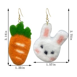 QUSIJIA Cute Knitted Animal Vegetables Drop Dangle Earrings Funny Plush Rabbit Winter Earrings For Women (rabbit)