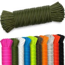 AMZoutdoor® 4 mm Reflective Paracord 550 Cord | Reflective Paracord Cord | Outdoor Equipment | Outdoor Camping | Paracord Cords (Olive Green/Camouflage Colour Reflective, 5 Metres)