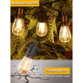 Svater Outdoor String Lights LED 25 FT, Patio Lights for Outside Waterproof IP65 with Shatterproof LED Bulbs, Cafe Bistro Backyard Balcony Hanging Light Warm White