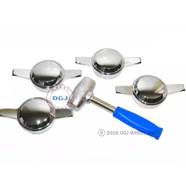 Unbranded Zenith Smooth Chrome Knock-Offs and USA Made Hammer for Lowrider Wire Wheels (M)