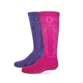 Wrangler Youth Girls Cowgirl Boot Pattern Knee High Socks 2 Pair Pack