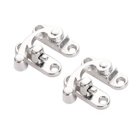 2Pcs Gift Box Fixed Hook Lock Buckle Drawers Hasp Antique Wooden Box, Silver, 29 X 33MM, Left