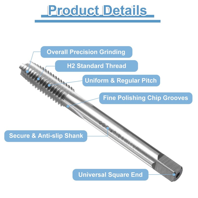 sourcing map 6pcs Straight Flute Thread Tap, M8 x 1.25