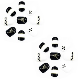 O2 Salon 5625 Full Cover Graphic Design Acrylic Fake False Nails Art Tips for Nail salon, Girls, Women, Bridal Wedding Dating Party (48 pcs/ 2 set)