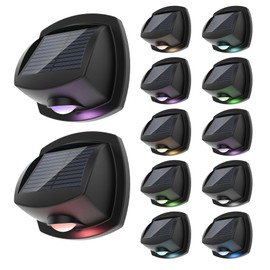 SOLPEX Solar Lights Outdoor Waterproof IP65, Solar Stair Lights Outdoor for Fence, Deck, Step, RGB Multicolor LED 11 Lighting Modes House Wall Light for Porch, Backyard, Fence, Garden Decor-12 Pack