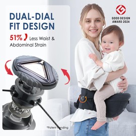 Kerätä Baby Carrier with Hip Seat, Dual Dial Lock Stops Waistband Sagging & Back Pain,Ergonomic Elastic Core Reduces Belly Digging,Baby Hip Carrier for Newborn to Toddler Up to 45 lbs(Black/46in)