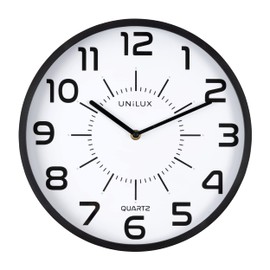 Unilux Pop Wall Clock Quartz System, Silent Ticking, Black