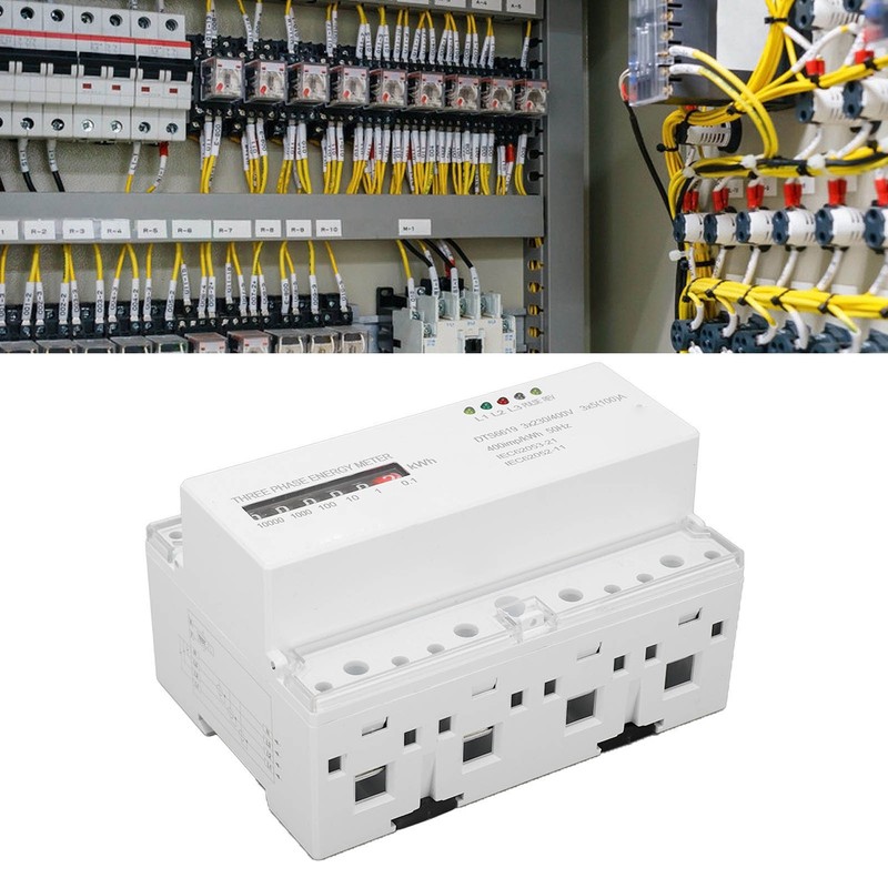 Electric Meter Din Rail 3 Phase 4 Wire KWh Energy