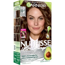 Garnier Nutrisse Ultra Cobertura Color de cabello, marrón claro natural (avellana especiada) 600 (el embalaje puede variar), paquete de 1