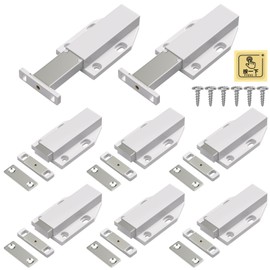 Jiayi Push Open Door Catches, 8 Pack Push Latches Magentic Push Open Cabinet Latches for Kitchen Drawer Closer White Touch Release Open for RV Door Damper, Large Push to Open Wardrobe Closure