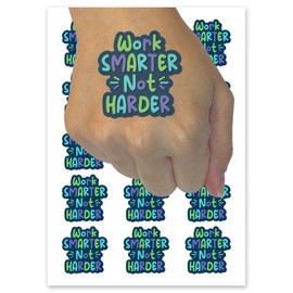 Work Smarter Not Harder Temporary Tattoo Water Resistant Fake Body Art Set Collection - 54 1" Tattoos (1 Sheet)
