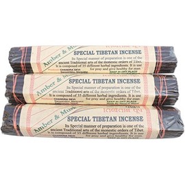 Pack of 3 Nepalese Herbal Incense Lord Buddha Goja Natural Herbal Sandalwood & Jasmine Amber & Musk Snow Lion (Amber/Musk 3 Pack)