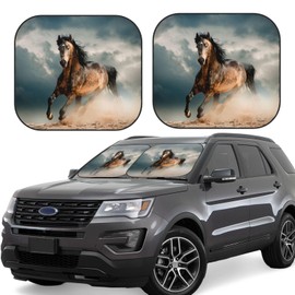 2 PCS Funny Horse Sun Shade for Car Windshield Auto Front Window Sunshade Visor Shield Cover Medium