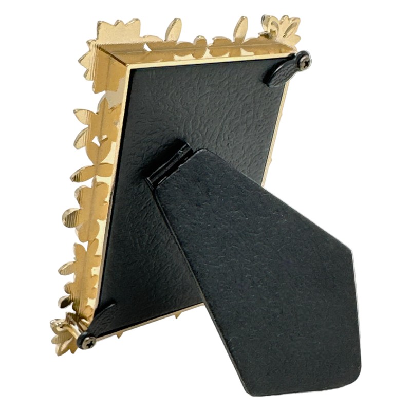 Evenchae Mini 2x3 Tabletop Picture Frame, Gold Floral with Rhinestones,