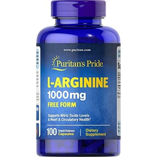 Puritan's Pride L-arginine 1000 Mg Capsules, 100 Count, White, (4332490165)