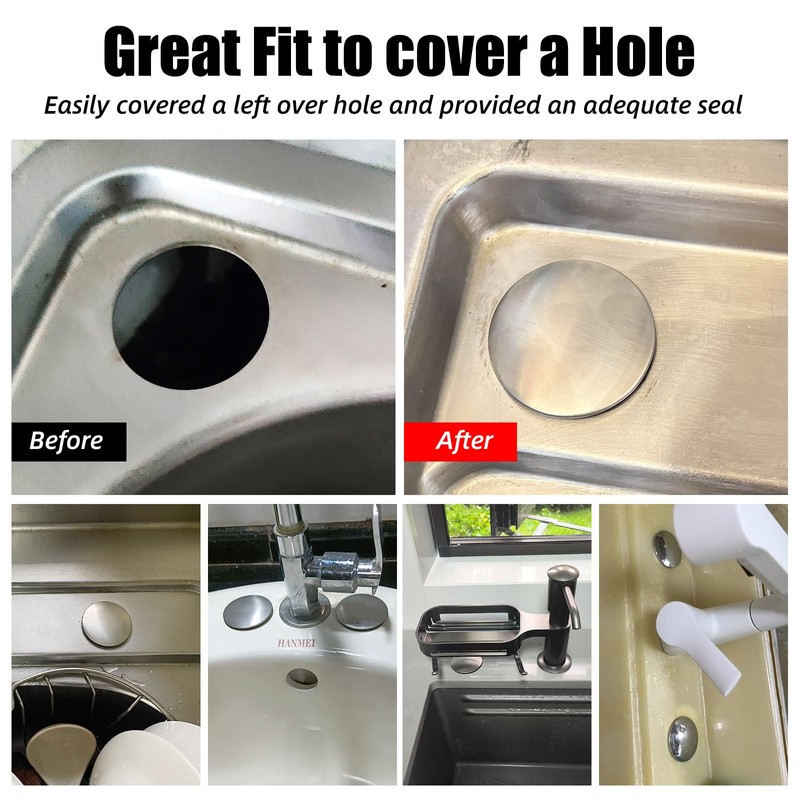2 Pack 2 Inch Stainless Steel Kitchen Sink Hole Cover,Leakproof