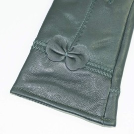 Sandy Ting Simple Sytle Women Winter Warm Lambskin Driving Leather Gloves (Large, Green)