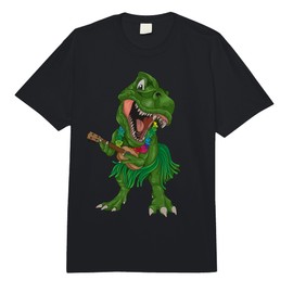 Hawaiian T-Rex Playing Ukulele Shirt | Dinosaur Funny Gift Comfort Colors Adult Heavyweight T-Shirt