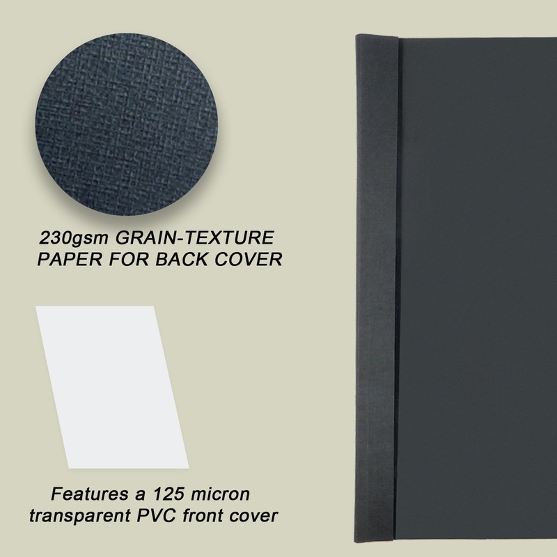 RAYSON TBC2346-100BK-US Thermal Binding Covers, Letter Size Black Binding Cover,