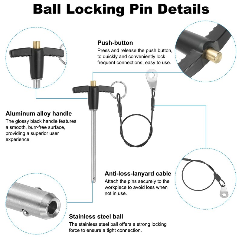 PATIKIL T Handle Lock Pins 1/4 x 3.15" (6 x