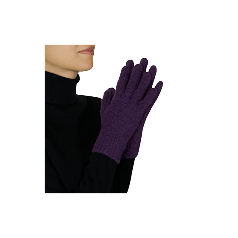 Womens Cashmere Gloves, Made In Scotland, 100% Cashmere (Purple)