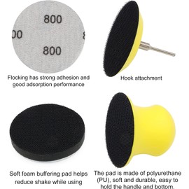 185Pcs 2Inch Sanding Discs, Assorted 60-10000 Grit Wet/Dry Hook & Loop Sandpaper with 1/4" Shank Sanding Pads and Foam Buffering Pad for Drill Grinder Rotary Tools