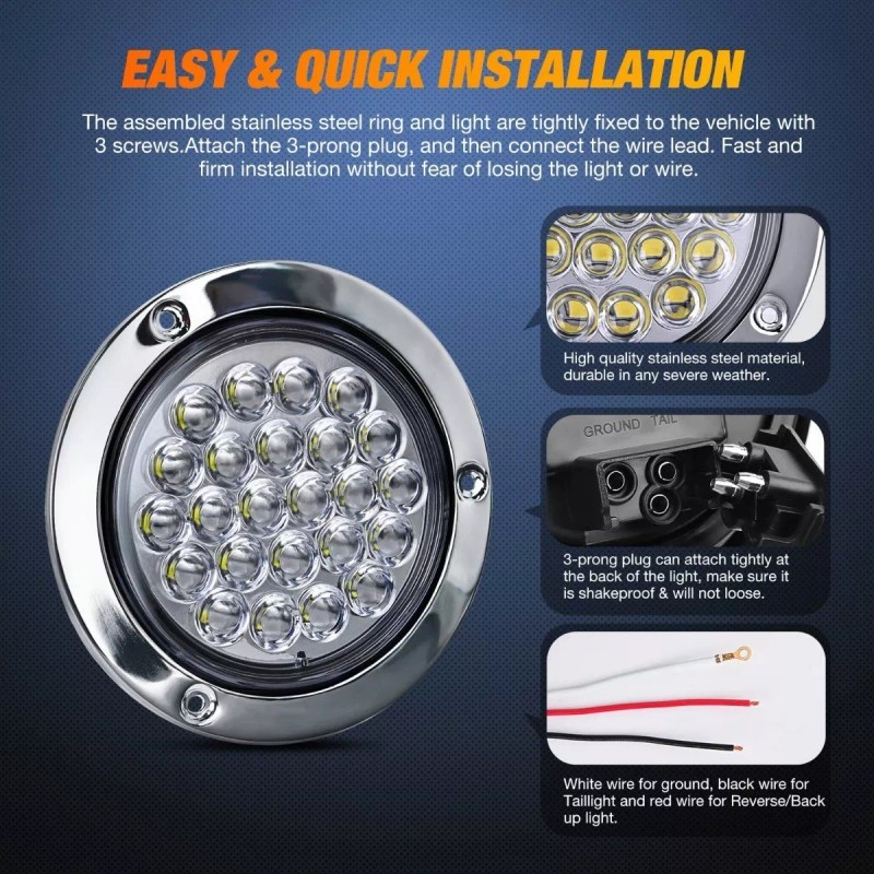 ROMERADOS 2pcs Plafon 24 Led Redondo Camion Cuarto Estrobo Stop