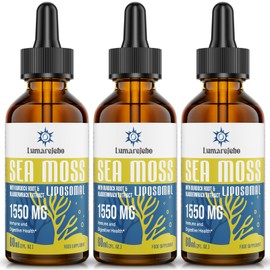 Lumarejebo Liposomal Irish Sea Moss Drops 1550MG, with Burdock Root and Bladderwrack Extract, 4X Stronger Than Pills & Gel, Support Gut & Immune Health (Pack of 3)