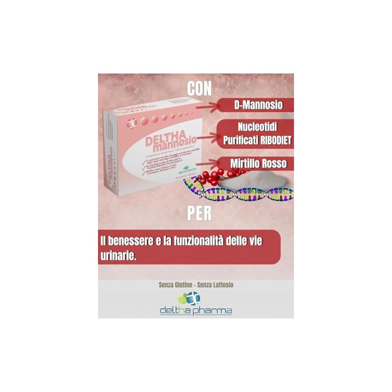D-mannosio Puro 1500 Mg alto dosaggio, Mirtillo Rosso (cranberry) Nucleotidi