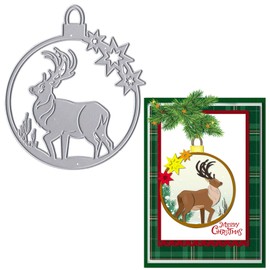 Christmas Reindeer Crystal Ball Frame Die Cuts for Card Making, Xmas Snowflake Bulb Cutting Dies Winter Holiday Elk Dies Stencils Embossing Template for Scrapbooking DIY Cards Album Crafts Supplies