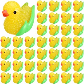 Seenelling 100 Pcs Summer Mini Resin Corn Ducks Corn Duck Figurines for Miniature Landscape Garden Accessories Dollhouse Summer Holiday Decoration
