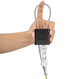 BOZZYS Adjustable Cable Padlock with 3 Keys | 1.15ft L x 1/6in D Aluminum Steel Cable Locks for Bikes, Gate, Lockers & Outdoor Gear | Keyed Different & Black