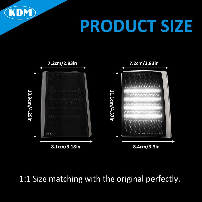 KDM Smoked Lens LED Front Bumper Corner Side Marker Light