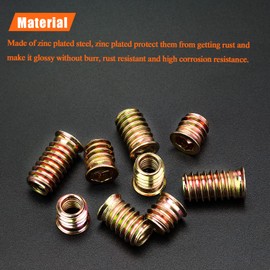 5/16-18 Threaded Inserts, Wood Inserts, Steel Threaded Inserts for Wood Furniture Screw, HELIFOUNER 100 Pieces 5/16"-18 x 13mm/15mm/20mm/25mm Threaded Inserts Kit with Hex Wrench