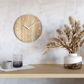 Cander Berlin MNU 2730 B Silent Wooden Wall Clock 30 cm Modern Oak Veneer without Ticking Noises Kitchen Living Room Analogue Vintage
