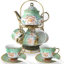 DaGiBayCn 20 PCS Tea set Ceramics Tea set Afternoon Tea Set Adult tea set Gift Tea Set Can Drink Coffee Strong Tea green