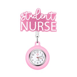Plifal Nurse Watch Nursing Pocket Badge Fob with Second Hand - Pink Student Nurse Retractable Clip On Clock with Secondhand for Medical Staff Women Men