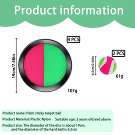 SSKHE Pack of 4 Toss and 2 Catch Ball Set,Four 19cm Velcro Paddle Discs and Two Tennis Balls,Outdoor Toys Beach Games,Portable Beach Toys for Kids Family Children